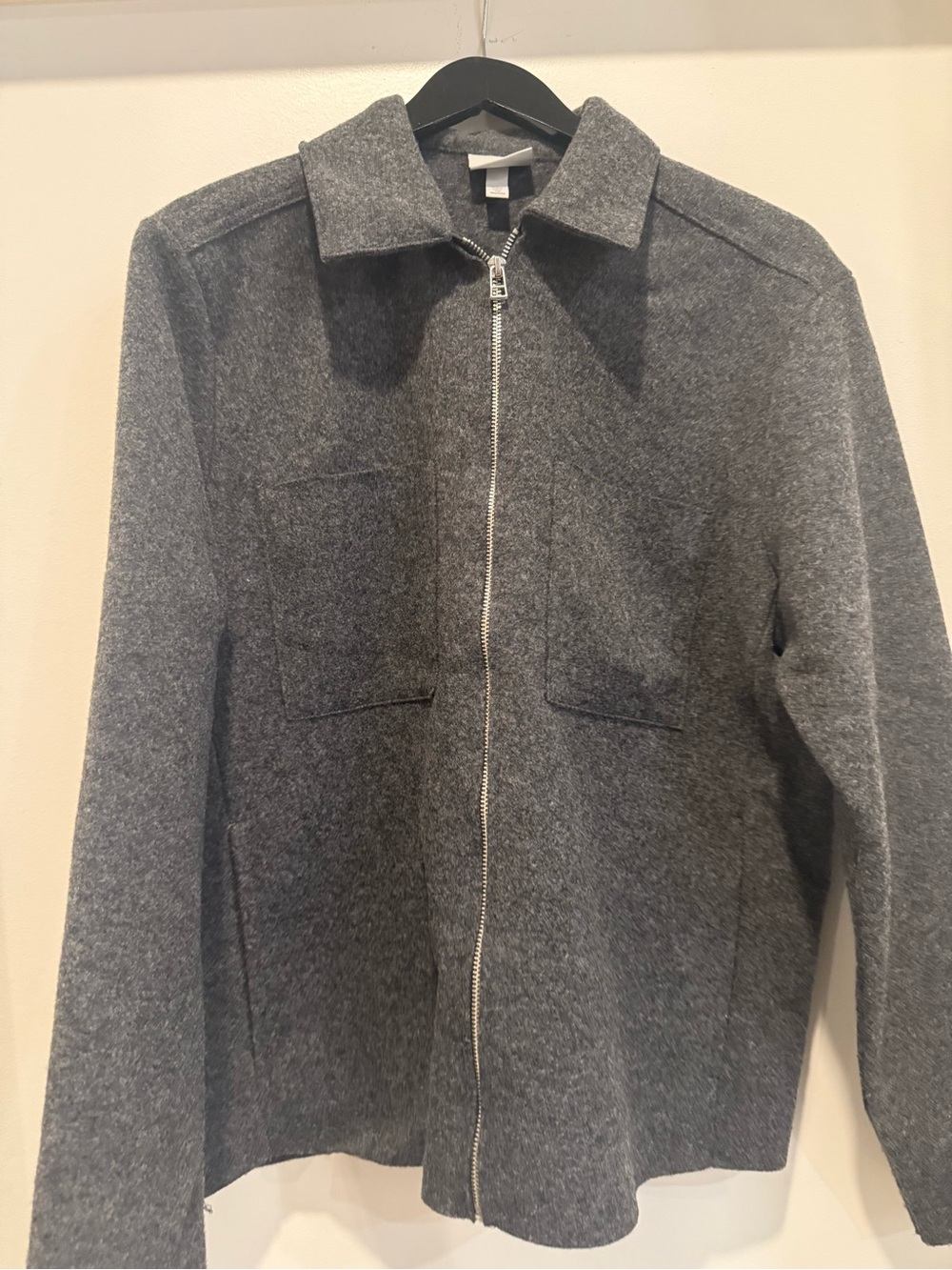 Men's H&M Gray Zip-Front Wool Blend Sweater Jacket